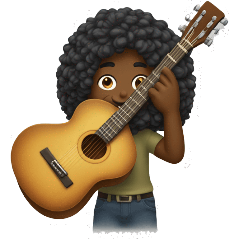 um senhor gaúcho de cabelos pretos, pele da america do sul com seu violão  emoji