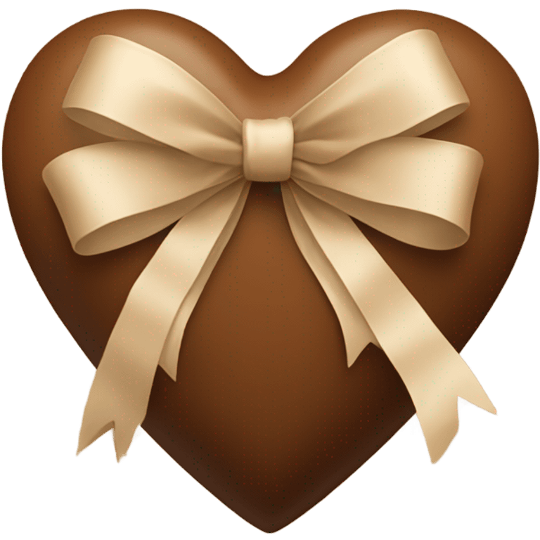 brown heart with beige bow emoji