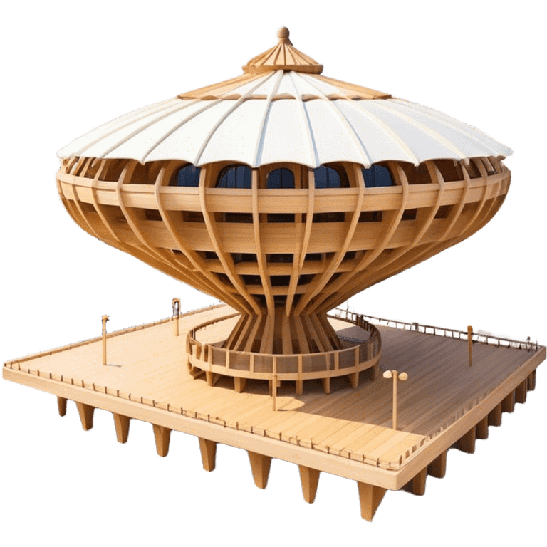 Cinematic Realistic Metropol Parasol Landmark Emoji, depicted with a modern wooden structure set against a vibrant cityscape rendered with detailed textures and dynamic, contemporary lighting. emoji