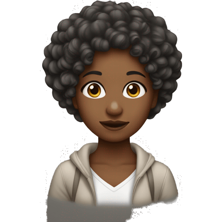 Black girl with curly hair ￼ emoji