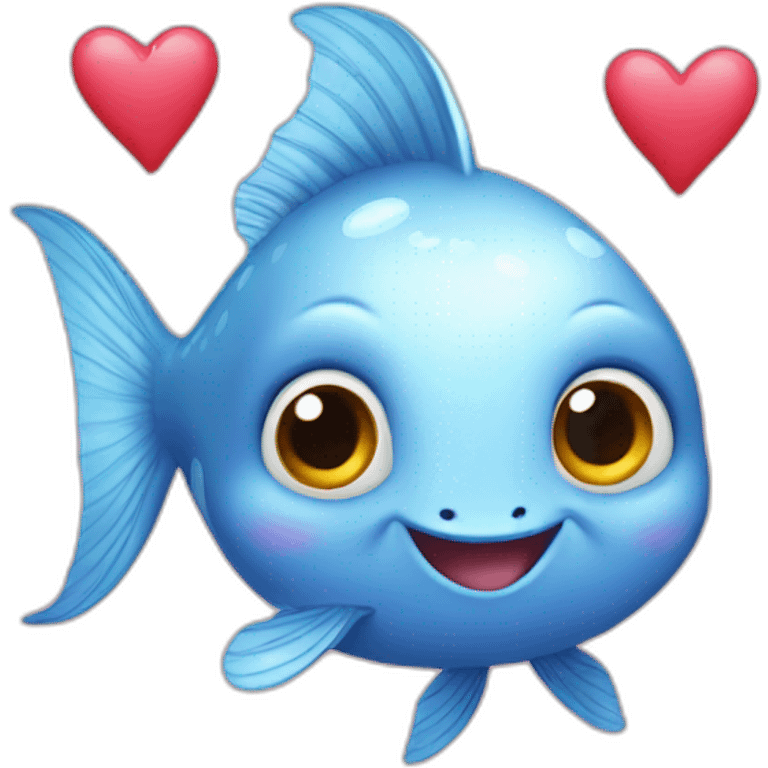 cute fish with hearts emoji