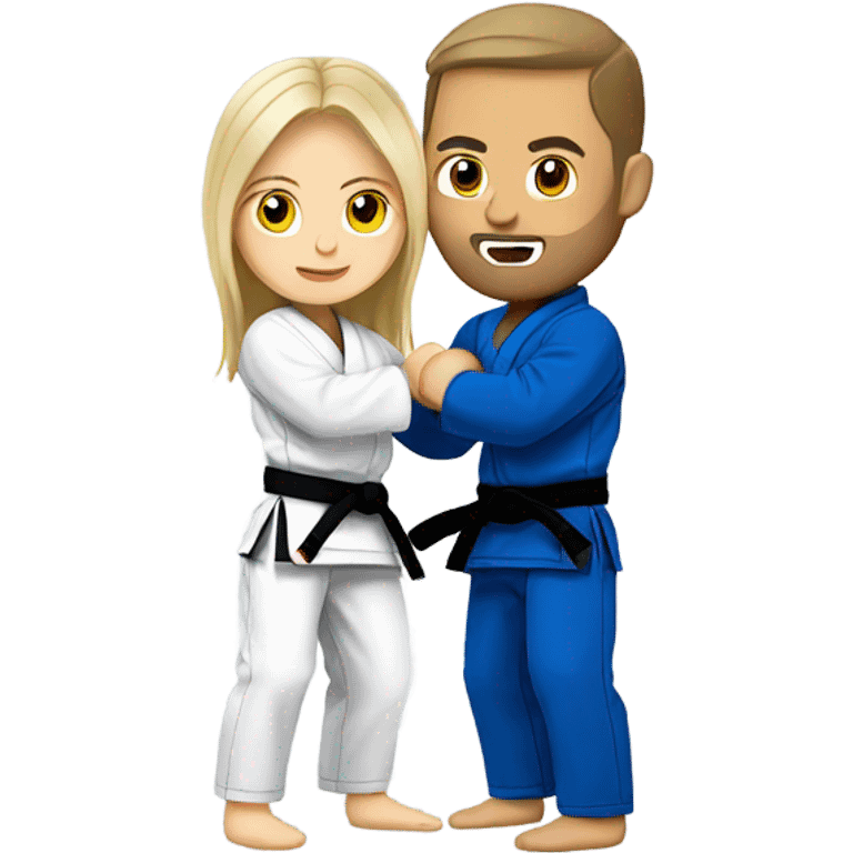 Blonde woman and brunette white man doing Jiu jitsu  emoji