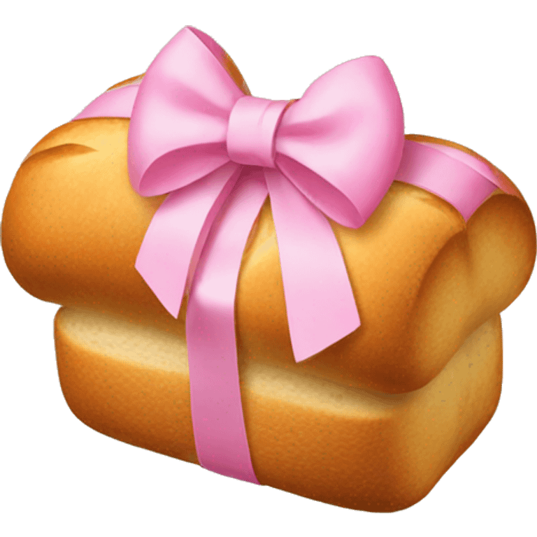 A bread with a pink bow emoji