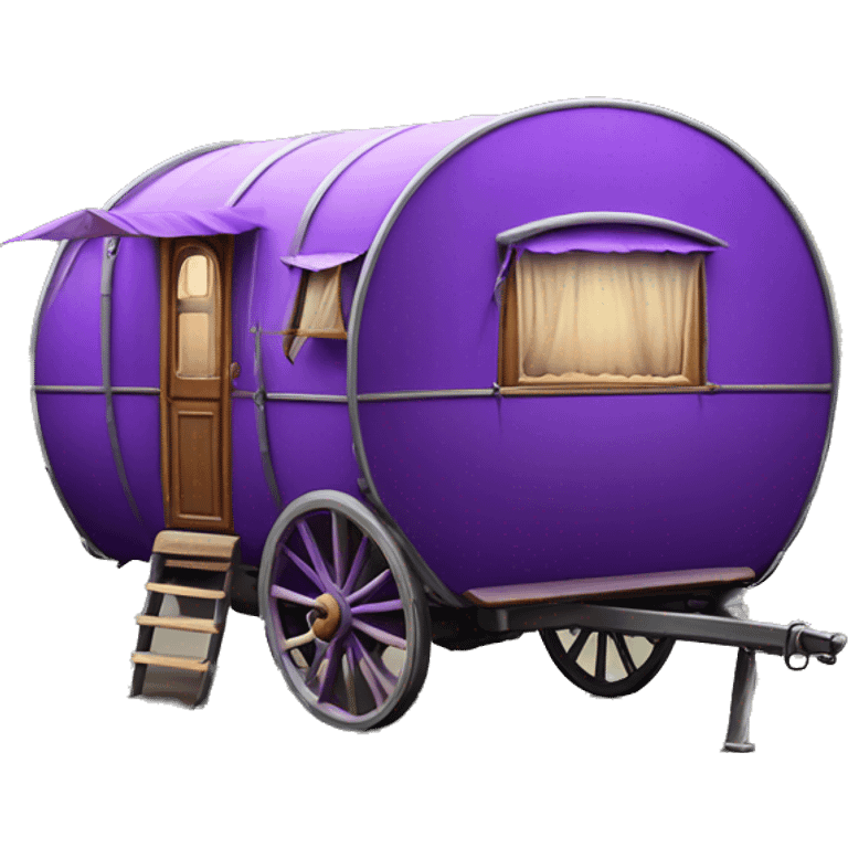 Realistic purple vintage round gypsy caravan wagon camper emoji