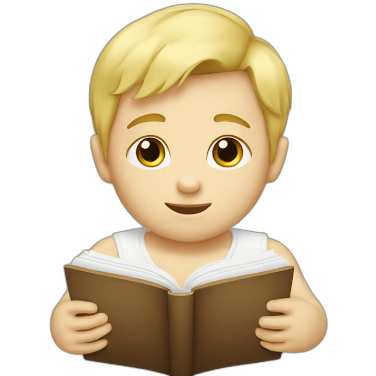 White and blond Baby Guy reading emoji