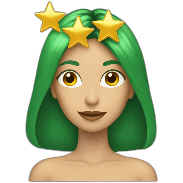 Green women holding three gold stars above head emoji