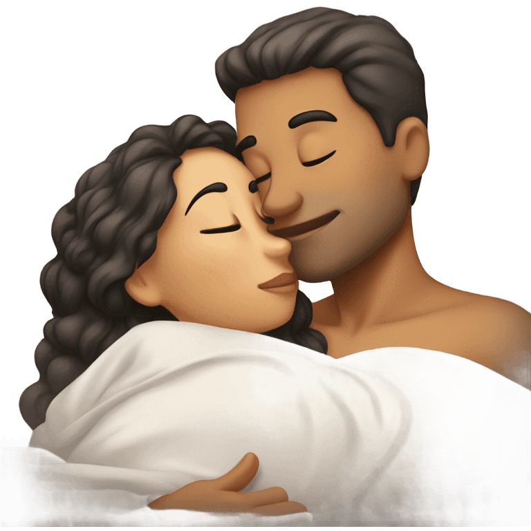 Husband kissing wife good night emoji