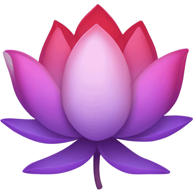 Create a lotus flower emoji with petals in a gradient from red to purple, translucent and overlapping emoji