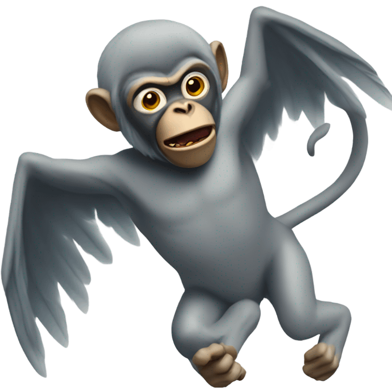 Flying monkey while hacking on computer emoji