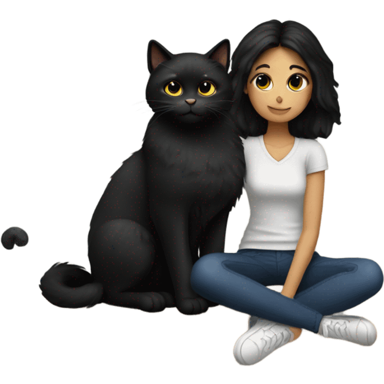 Cat with black hair girl emoji