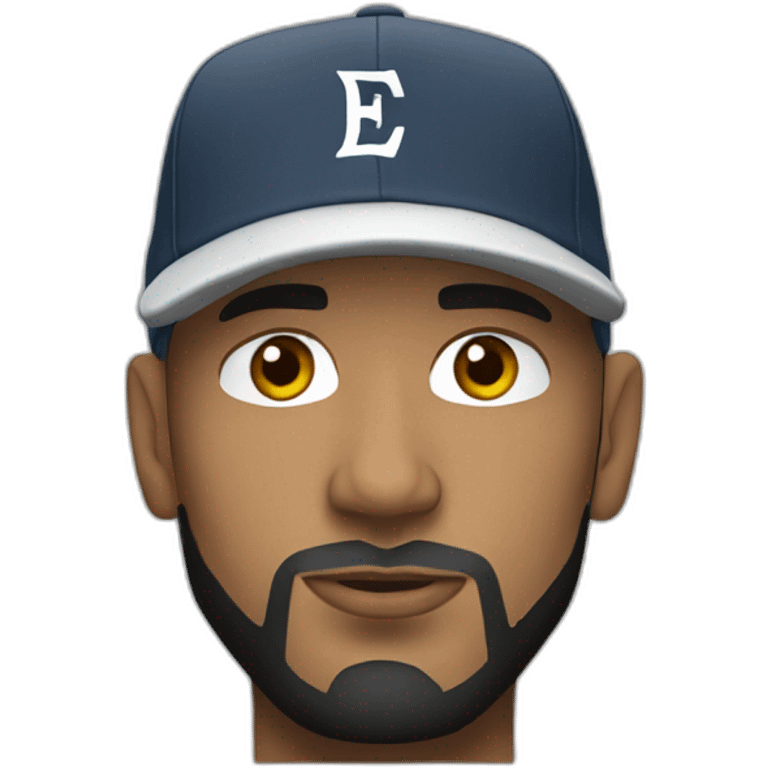 Eminem with beard look & wearing a kangol hat with hoodie cap on emoji