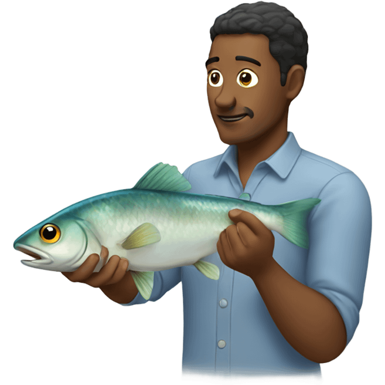 a man touch fish emoji