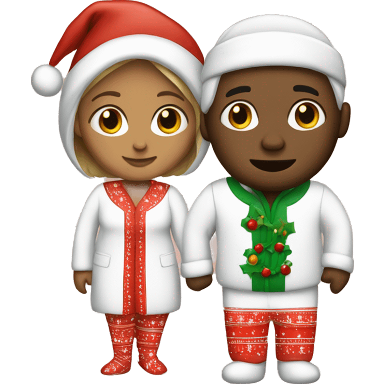 white couple in Christmas pajamas  emoji