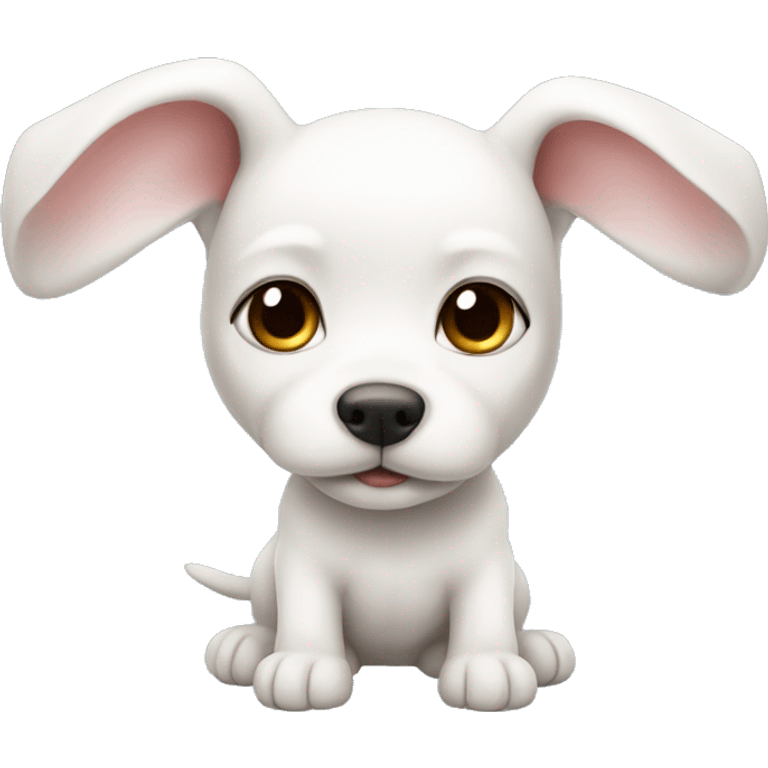 cute white puppy with bunny-like long ears small body. round head emoji