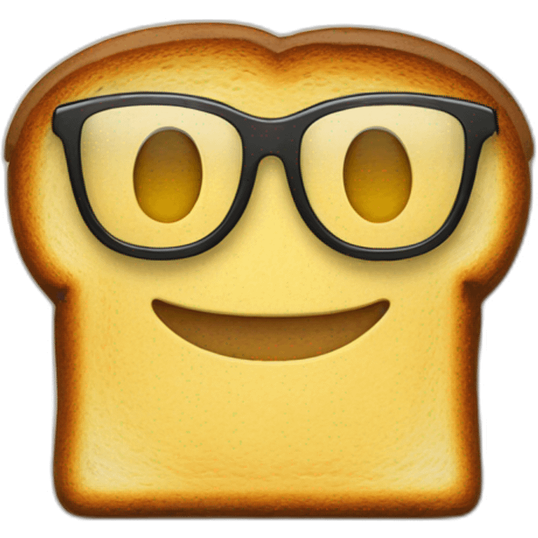 A toast with a face and nerdy glasses emoji