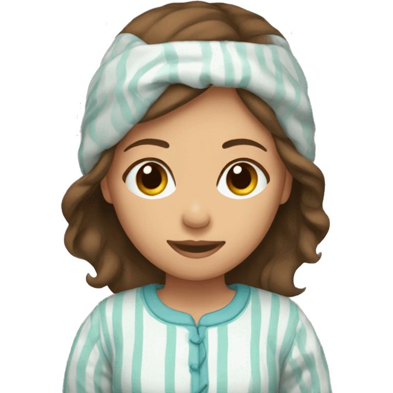 Girl with brown hair with pajamas on emoji