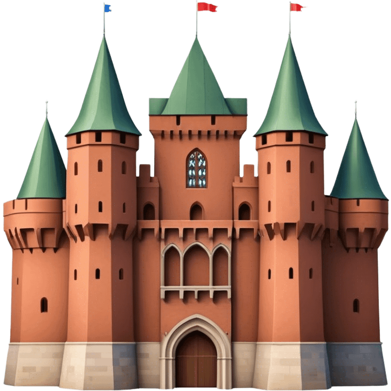 Cinematic Realistic Malbork Castle Landmark Emoji, depicted as an imposing medieval fortress rendered with rich detail and dramatic, historic lighting. emoji