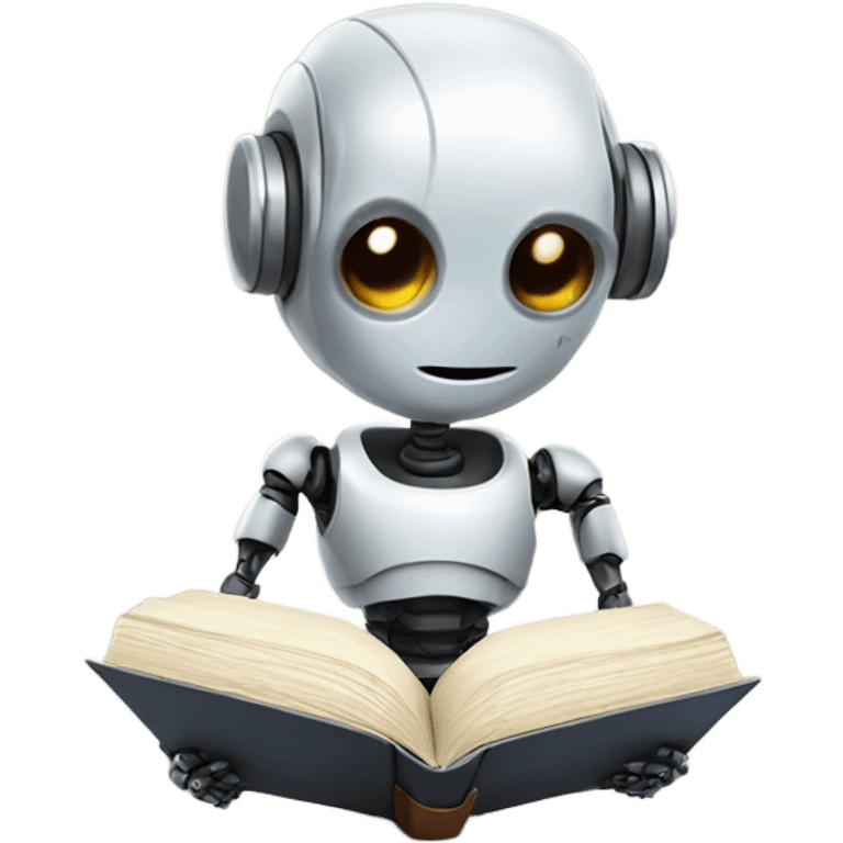 cute robot holds a book emoji