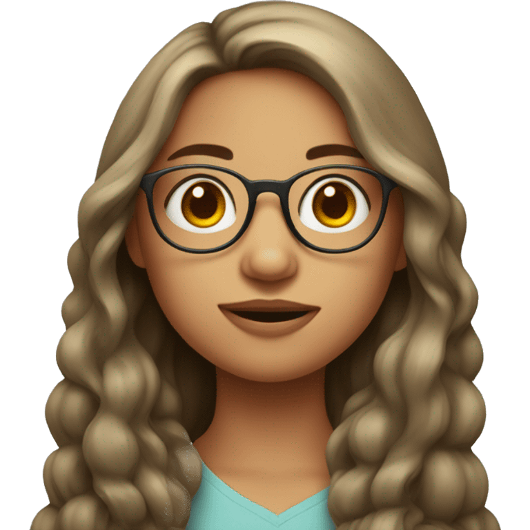 Girl with long hair, eyeglasses and mole in the upper right lip emoji