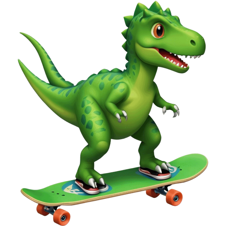 Dinosaur in a skateboard emoji