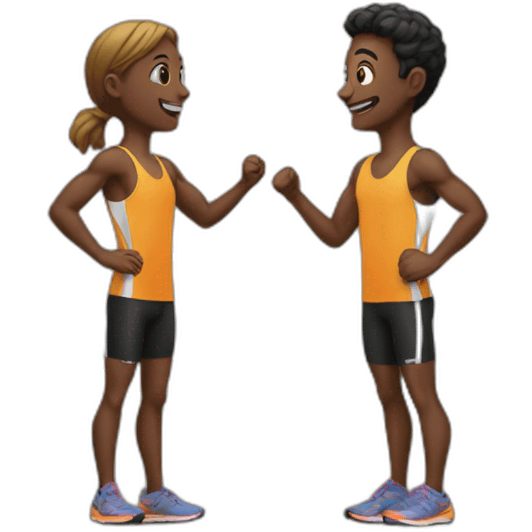 talk between two runner emoji