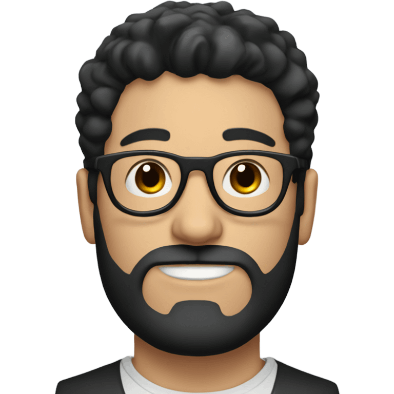 Brunette guy with circle beard; glasses; black hair emoji