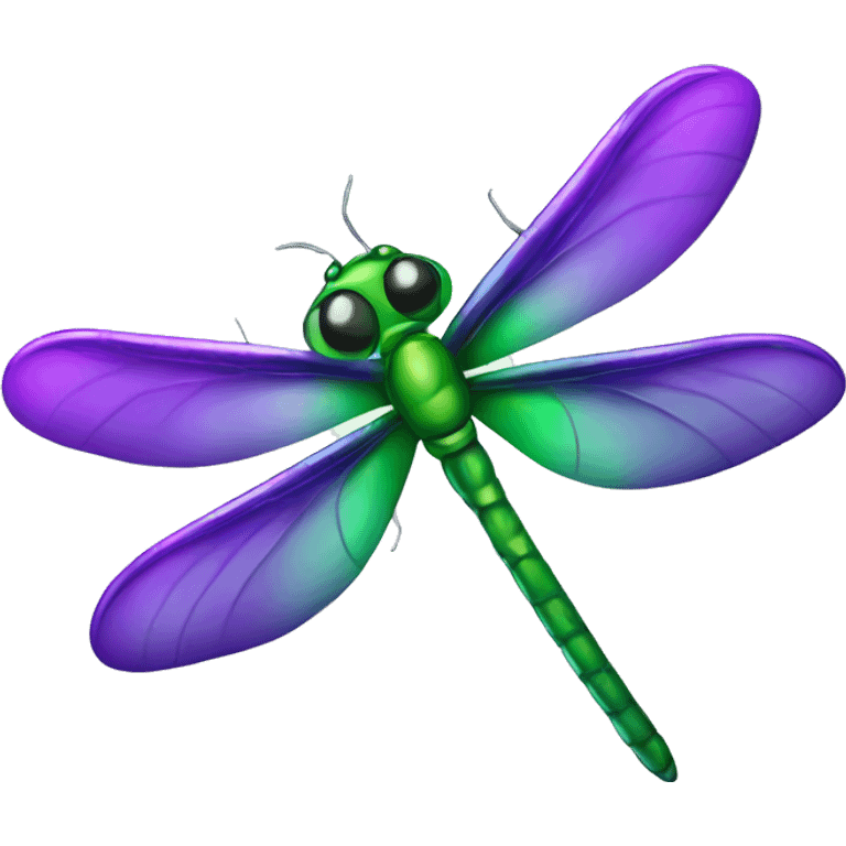 Dragonfly shiny green and purple emoji