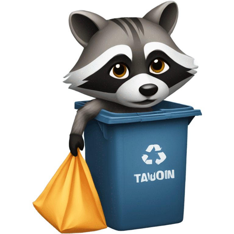 raccoon stealing trash from bin emoji