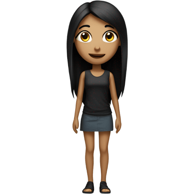 Long face girl with black hair that is really skinny  emoji