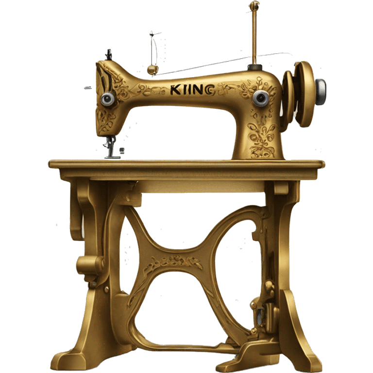 Gold and diamond King’s Favorite Sewing Machine and mannequin  emoji