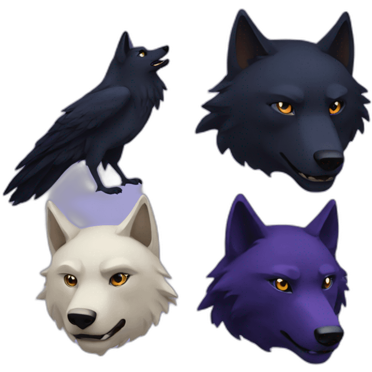 wolf and raven emoji