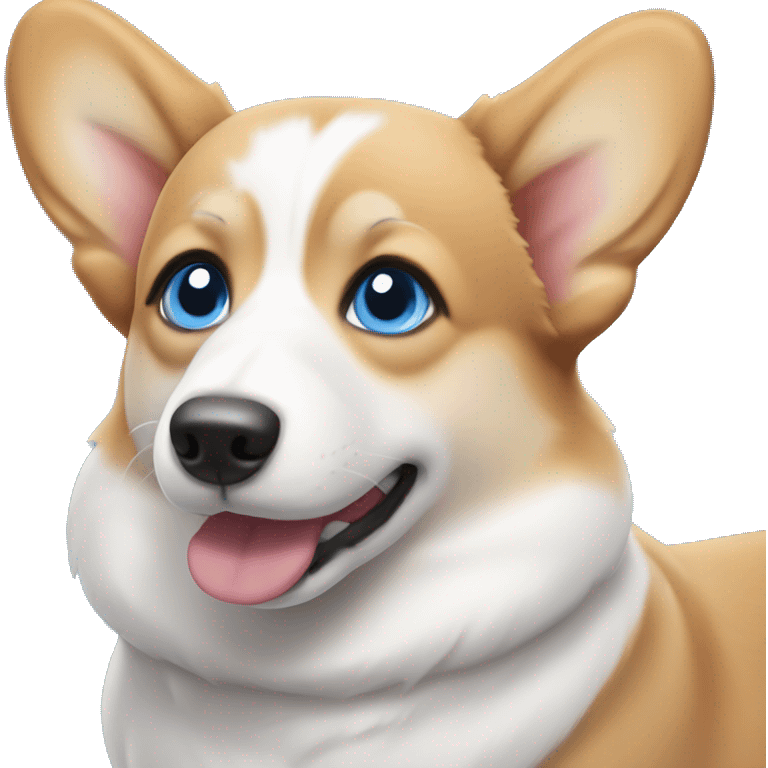 tan and white corgi with bright blue eyes emoji