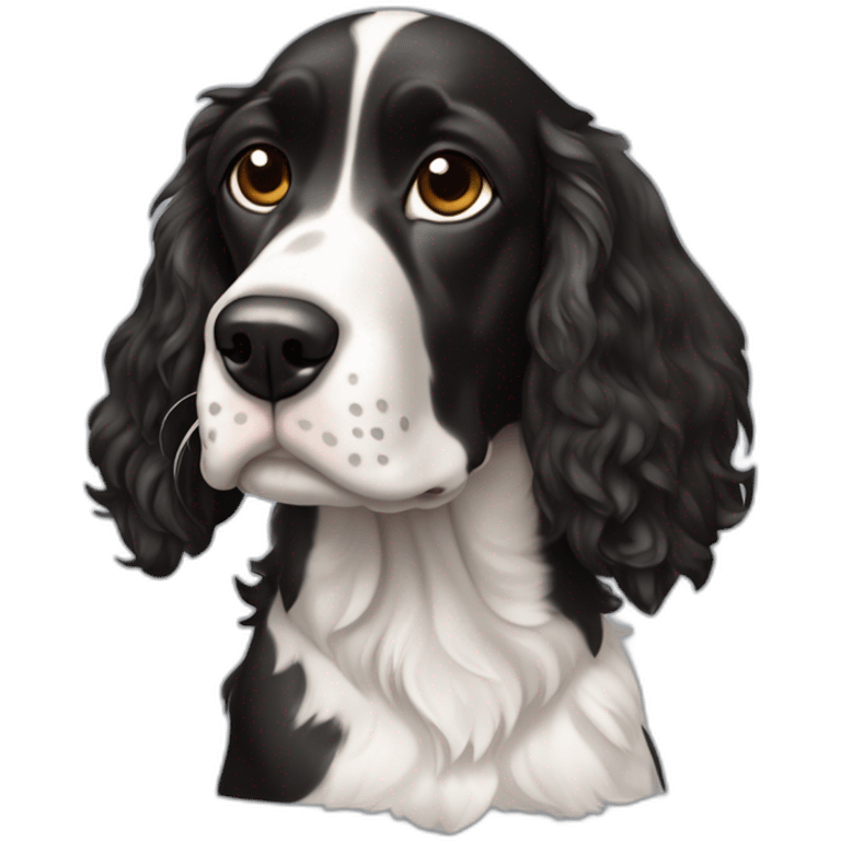 Chien noir et blanc cocker croisé springer emoji