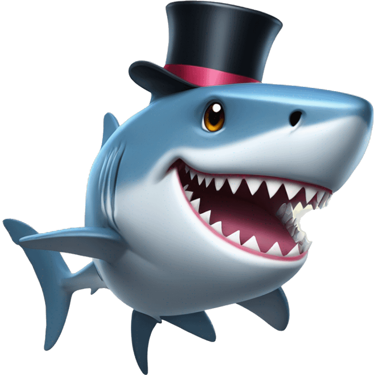 Shark with a top hat emoji