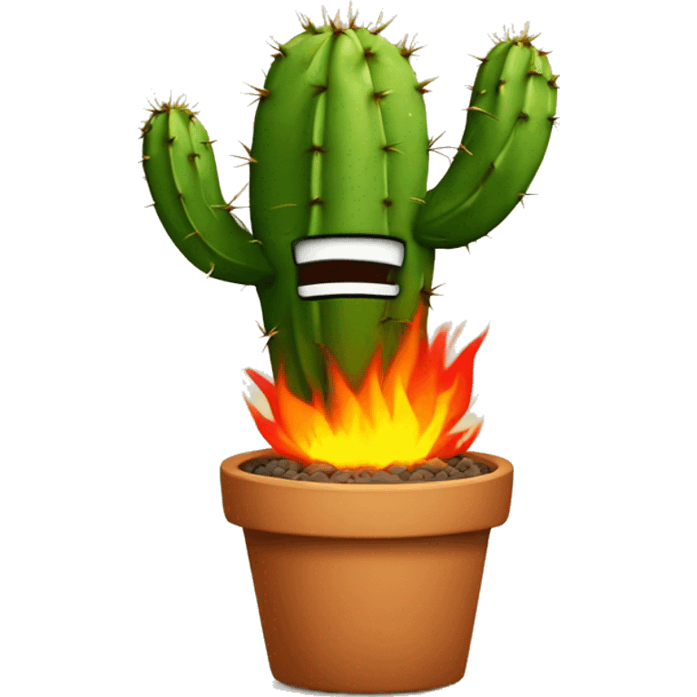 mad cactus with fire emoji