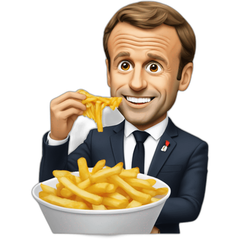 Emmanuel Macron qui mange des frites emoji