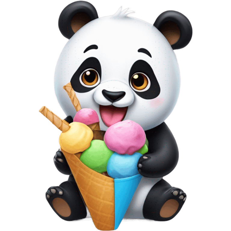 Panda eating ice cream emoji