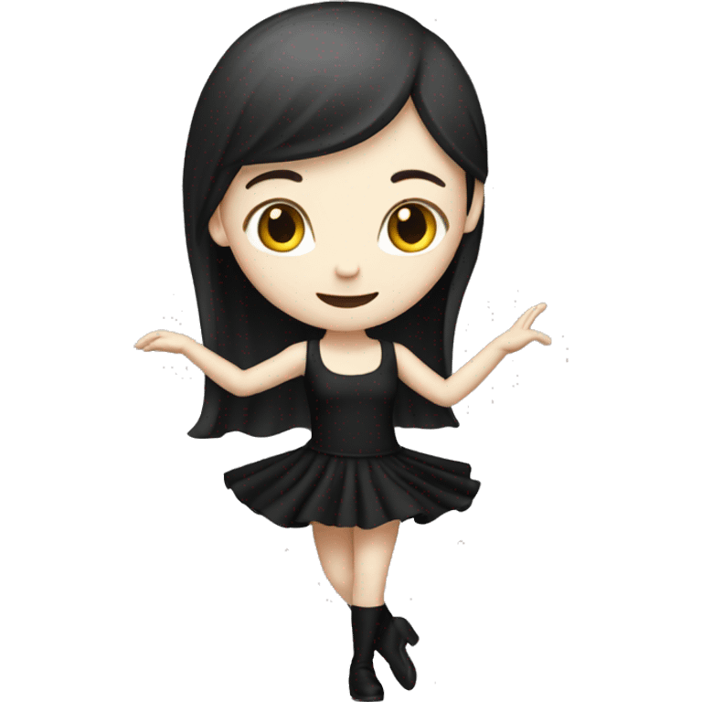 Pale girl with long black dancing  emoji