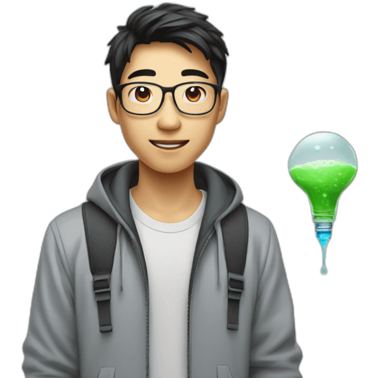 asian teen computer science major intern as software engineer in a cool tech startup with drip emoji