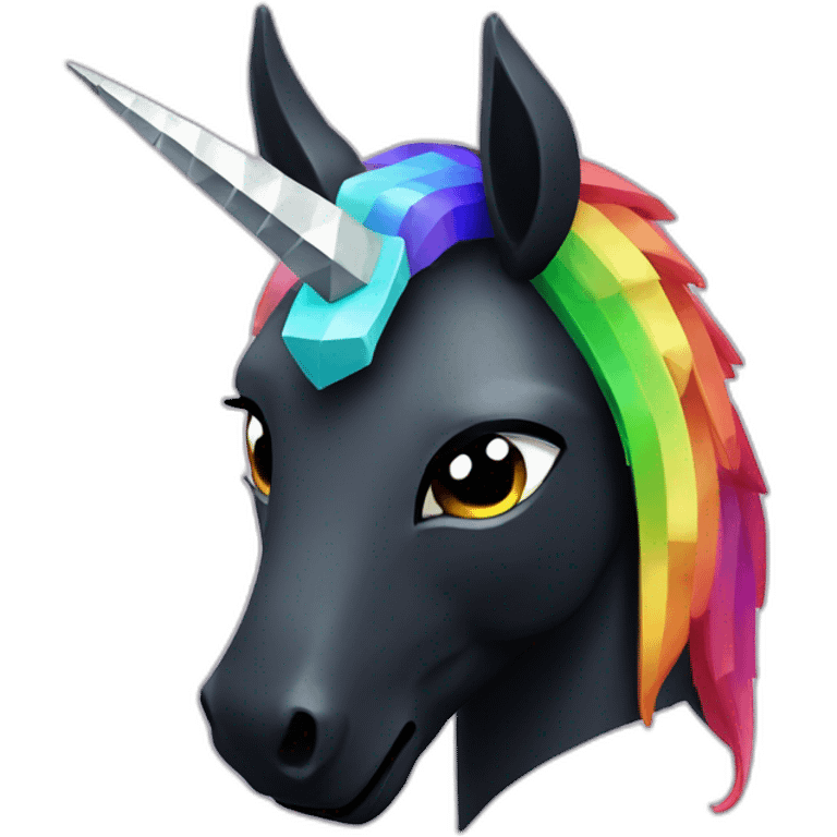 Minecraft Rainbow Black Unicorn Head With Diamond Horn emoji