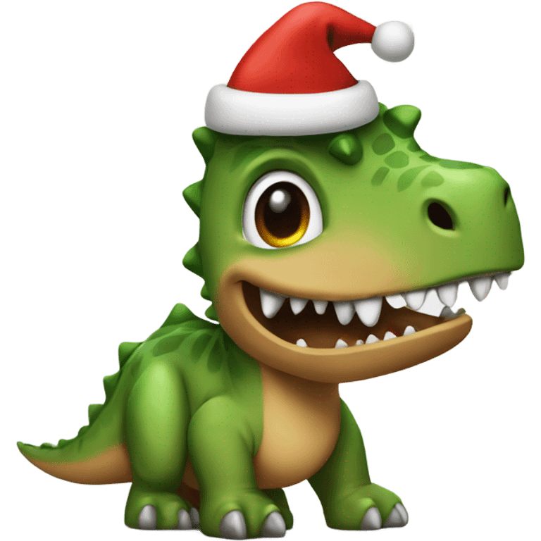 dinosaur with christmas hat and tree  emoji