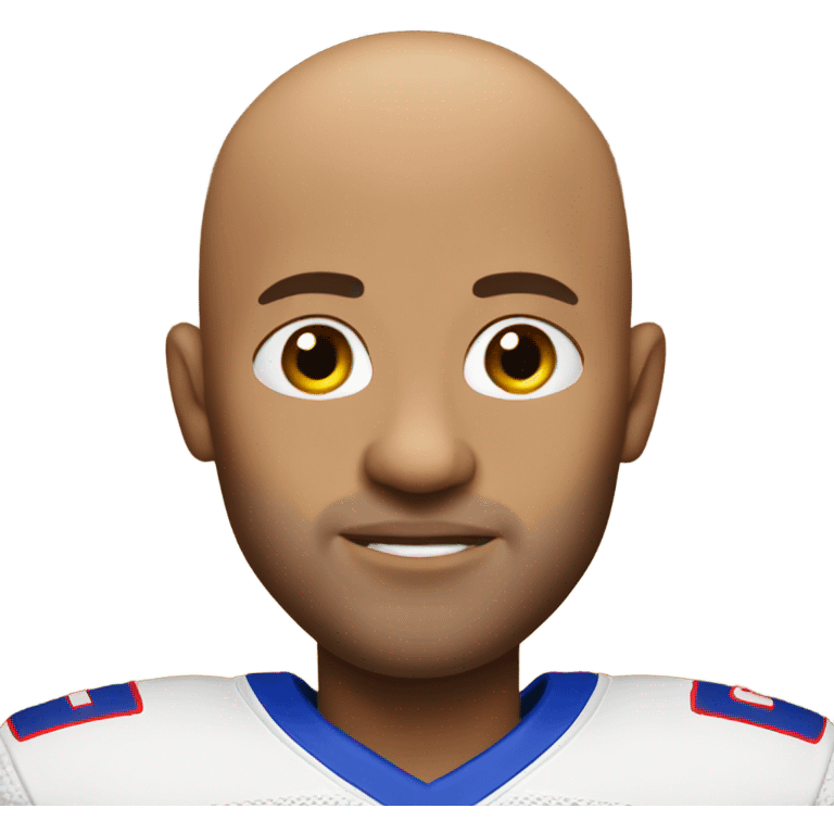 Bald guy with big ears wearing bills jersey emoji