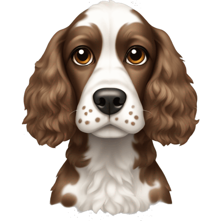 Brown and white spotted Cocker spaniel with a side bang  emoji