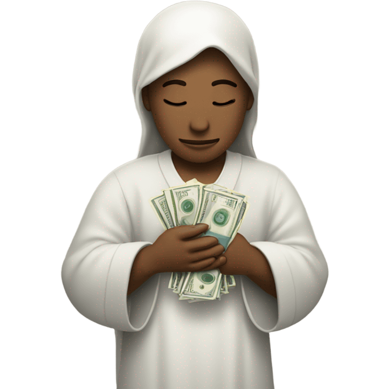 Praying hands holding cash emoji