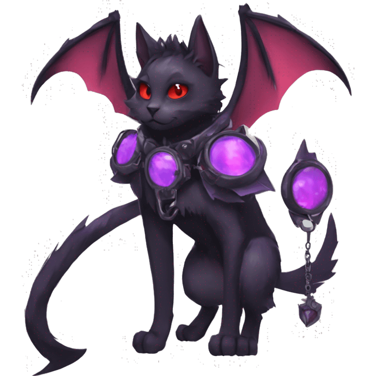 cool edgy black punk red Purple ethereal fantasy nargacuga-bat-cat-Fakemon collar harness full body emoji