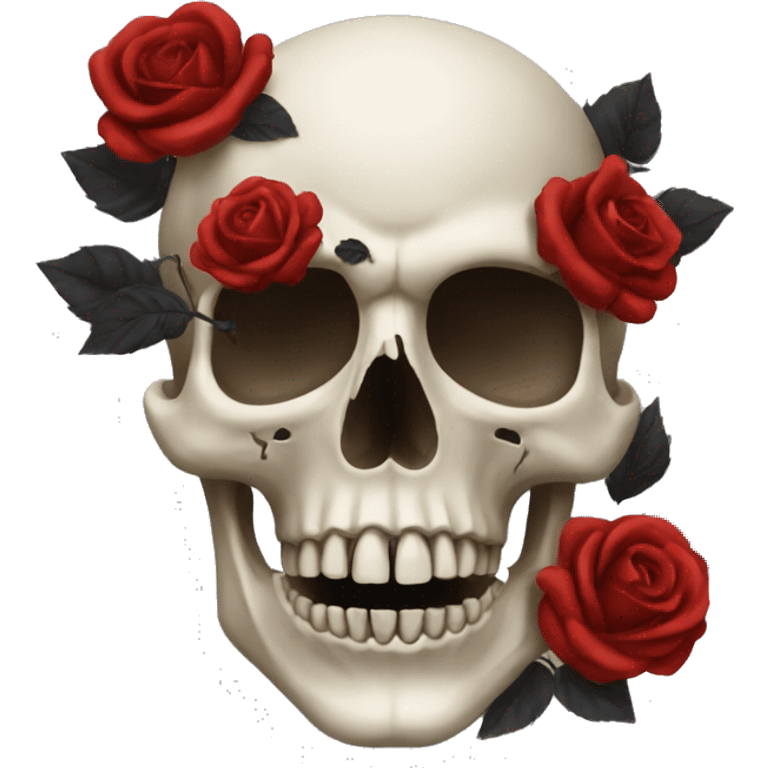 skull with black roses and red paint emoji