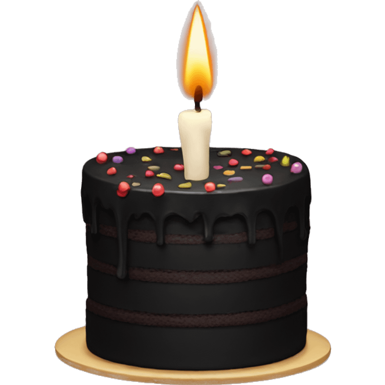 Black cake with candle emoji