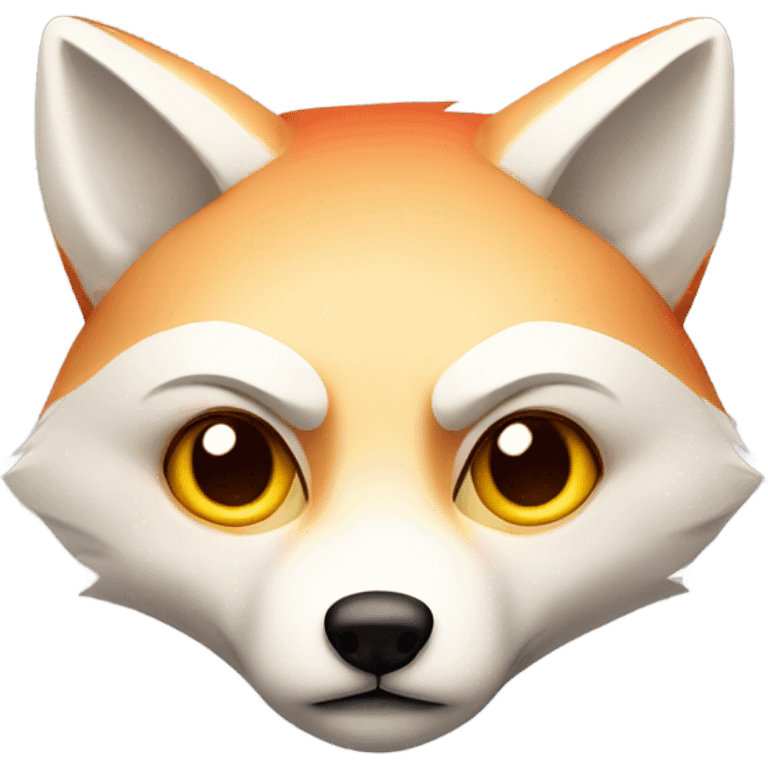 White and red fox head, sad face, frowning emoji