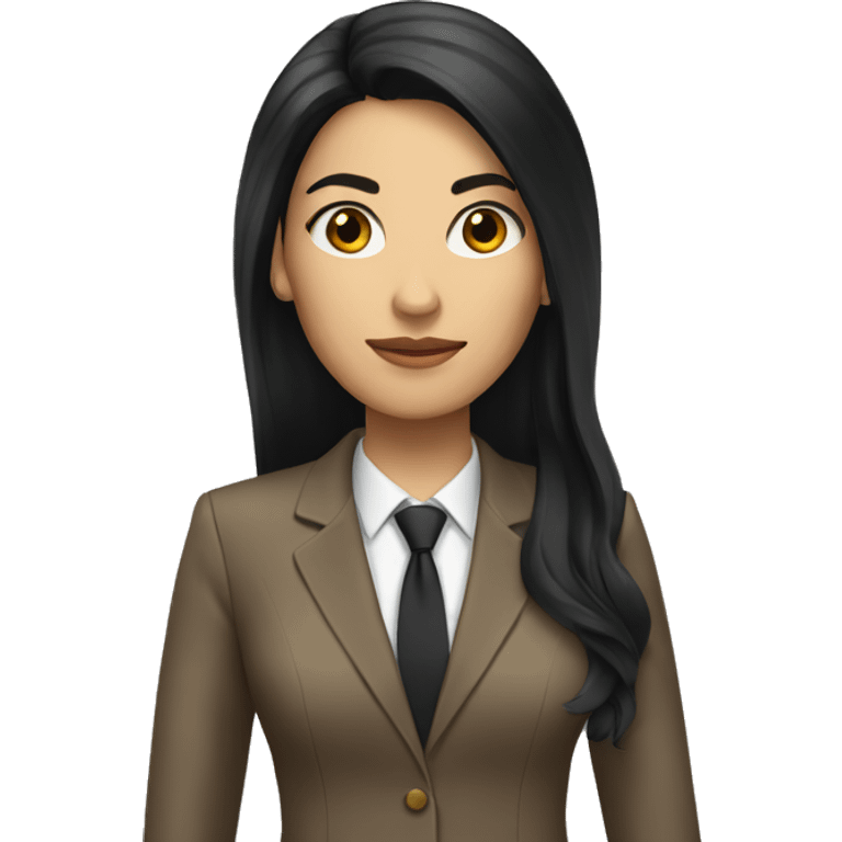 Female defense attorney with long black hair with brown suit emoji