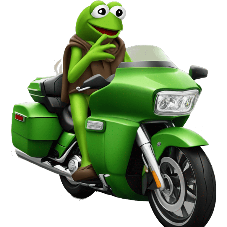 Kermit the frog riding road glide  emoji